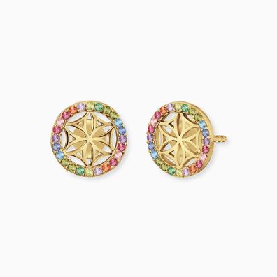 Engelsrufer Damen-Ohrring Stecker gold multicolor Lebensblume