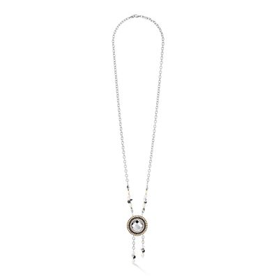 Amulett Boho Pearls Halskette schwarz-weiß