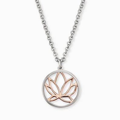 Engelsrufer Damen Silberkette mit Anhänger Lotus mit Zirkonia Steinen und roségold