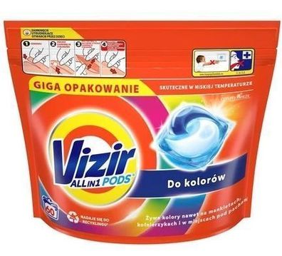 Vizir All-in-1 Farbwaschmittel Kapseln, 60 Stueck