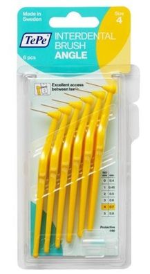 TePe Interdentalbuersten Gelb 6er-Pack mit gebogenem Kopf