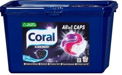 Coral Schwarzwaesche Kapseln, 16 Waeschen - Effektive Waesche fuer intensive Reinigu