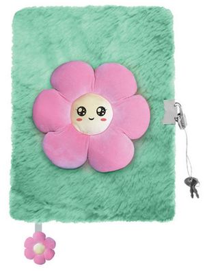 Plüschtagebuch, Tagebuch für Kinder, Pink Flower