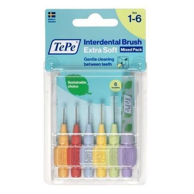 TePe Extra Soft Interdentalbuersten Starterset, 6 Stueck