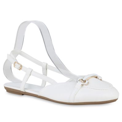 VAN HILL Damen Übergrößen Sling Ballerina Basic Leder-Optik Freizeit
