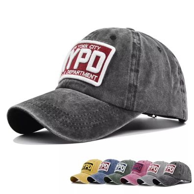 Herren Washed Low Profile Distressed Vintage Baseball Cap Stickerei NYPD Dad Hat