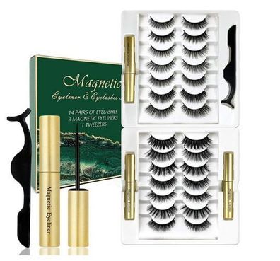 Magnetische Wimpern Set - 14 Paare, Natuerlicher Look, Einfach aufzutragen, Wiede