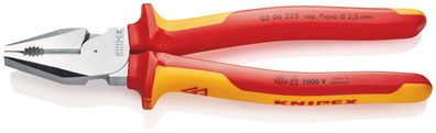 KNIPEX 02 06 225 Kraft-Kombizange isoliert mit Mehrkomponenten-Hüllen, VDE-geprüft ve