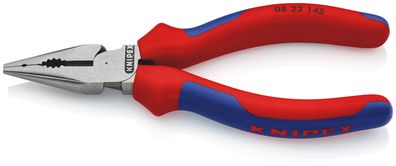KNIPEX 08 22 145 Spitz-Kombizange mit Comfort-Griffen schwarz atramentiert 145 mm