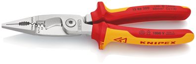 KNIPEX 13 86 200 Elektro-Installationszange isoliert mit Mehrkomponenten-Hüllen, VDE