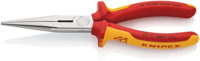 KNIPEX 26 16 200 T BK Flachrundzange mit Schneide (Storchschnabelzange) isoliert mit