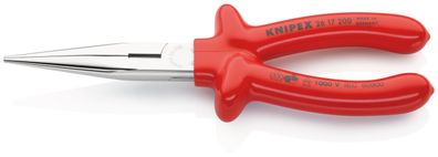 KNIPEX 26 17 200 Flachrundzange mit Schneide (Storchschnabelzange) tauchisoliert, VDE