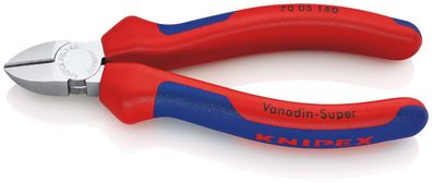 KNIPEX 70 05 140 Seitenschneider mit Mehrkomponenten-Hüllen verchromt 140 mm