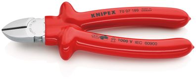 KNIPEX 70 07 180 Seitenschneider tauchisoliert, VDE-geprüft verchromt 180 mm