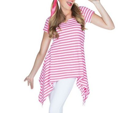 Kostüm Tunika Ringelshirt Ringelhemd pink weiß 36-44 Clown Karneval Fasching