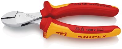 KNIPEX 73 06 160 X-Cut® Kompakt-Seitenschneider hochübersetzt isoliert mit Mehrkompon