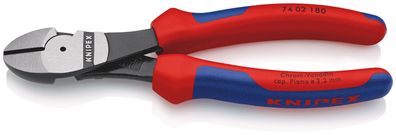 KNIPEX 74 02 180 SB Kraft-Seitenschneider mit Comfort-Griffen schwarz atramentiert 18