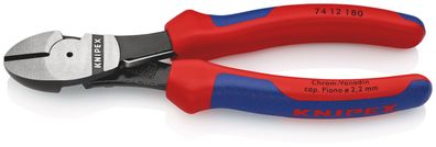 KNIPEX 74 12 180 Kraft-Seitenschneider mit Mehrkomponenten-Hüllen schwarz atramentier