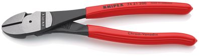 KNIPEX 74 21 200 SB Kraft-Seitenschneider mit Kunststoff überzogen schwarz atramentie