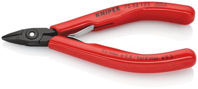 KNIPEX 75 52 125 Elektronik-Seitenschneider mit Kunststoff-Hüllen brüniert 125 mm