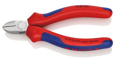 KNIPEX 76 05 125 Seitenschneider für Elektromechaniker mit Comfort-Griffen verchromt