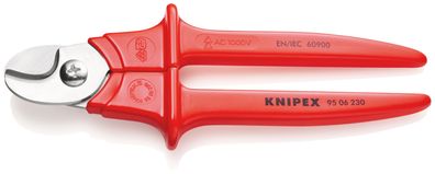 KNIPEX 95 06 230 SB Kabelschere Griffe mit Kunststoff umspritzt isoliert, mit Kunstst
