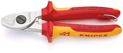 KNIPEX 95 16 165 Kabelschere isoliert mit Mehrkomponenten-Hüllen, VDE-geprüft verchro