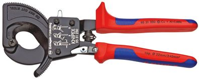KNIPEX 95 31 250 Kabelschneider (Ratschenprinzip) mit Mehrkomponenten-Hüllen schwarz