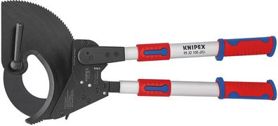 KNIPEX 95 32 100 Kabelschneider (Ratschenprinzip) mit Teleskopschenkeln mit Mehrkompo