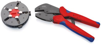 KNIPEX 97 33 01 MultiCrimp® Crimpzange mit Wechselmagazin mit Mehrkomponenten-Hüllen