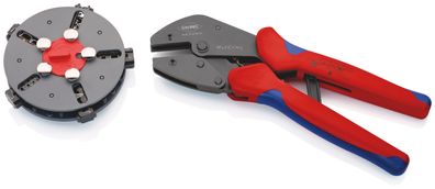 KNIPEX 97 33 02 MultiCrimp® Crimpzange mit Wechselmagazin mit Mehrkomponenten-Hüllen