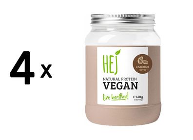 4 x HEJ Natural Protein Vegan (450g) Chocolate