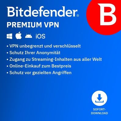 Bitdefender Premium VPN Unlimited 10 PC Geräte 1 Jahr PC MAC ESD @GWC