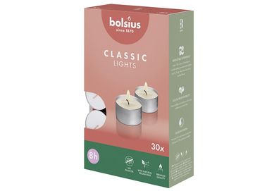 Bolsius Teelichte 8Stunden silberner Cup 30Stück
