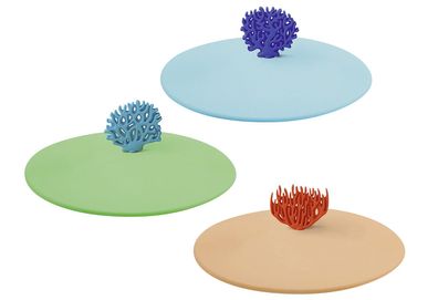 LURCH Trinkglasdeckel 'Koralle' 24er Display 3fach sortiert 412114