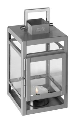 Fink KENIA, Laterne, Edelstahl , Glas, Eisen, pulverbeschichtet, glatt, hellgrau,