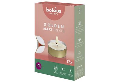 Bolsius Maxi Teelichte 10Stunden goldener Cup 18Stück