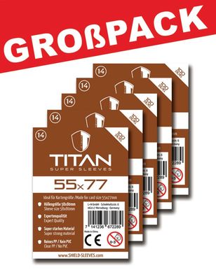 Shield Titan 14 - (100er Großpack) 100 Super Sleeves für Kartengröße 55 x 77 mm