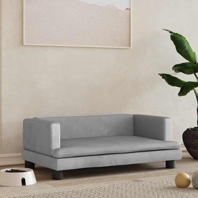vidaXL Hundebett Hellgrau 80x45x30 cm Samt