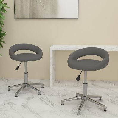 vidaXL Esszimmerstühle 2 Stk. Drehbar Grau Kunstleder