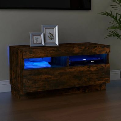vidaXL TV-Schrank mit LED-Leuchten Räuchereiche 80x35x40 cm
