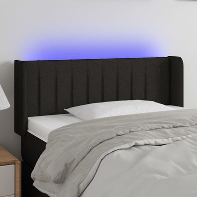 vidaXL LED Kopfteil Schwarz 103x16x78/88 cm Stoff