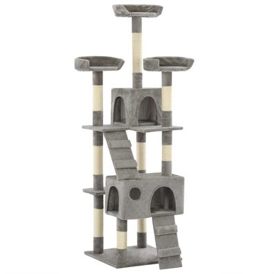 vidaXL Katzen-Kratzbaum mit Sisal-Kratzsäulen 170 cm Grau