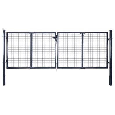 vidaXL Mesh-Gartentor Verzinkter Stahl 289 x 100 cm Grau