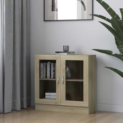 vidaXL Vitrinenschrank Sonoma-Eiche 82,5x30,5x80 cm Holzwerkstoff