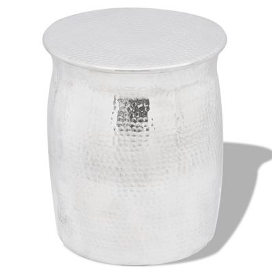 vidaXL Hocker/Beistelltisch aus gehämmertem Aluminium Silbern