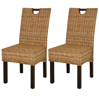 vidaXL Esszimmerstühle 2 Stk. Kubu-Rattan Mangoholz