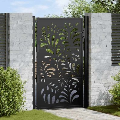 vidaXL Gartentor Schwarz 105x155 cm Stahl Wellen-Design