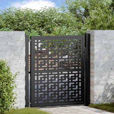 vidaXL Gartentor Schwarz 105x106 cm Stahl Kreuz-Design