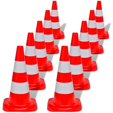 vidaXL Verkehrskegel 10 Stk. Reflektierend Rot und Weiß 50 cm